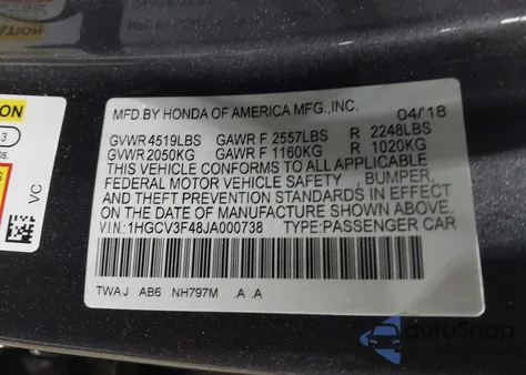 2018 Honda Accord Hybrid Ex from USA, damaged, VIN 1HGCV3F48JA000738